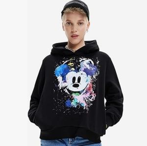 Desigual. Mickey Mouse Black Hooded Sweatshirt